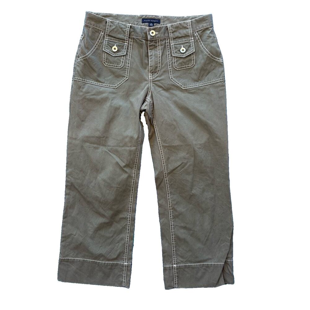 Banana Republic Olive Capri Pants Women’s Size 8 Capri Cropped Y2K 100% Cotton